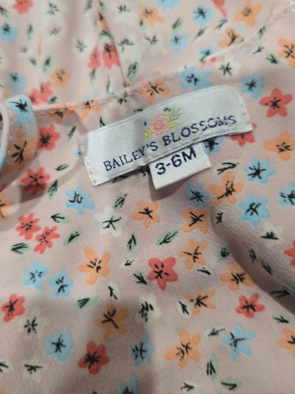 Bailey's Blossoms Pastel Floral Baby Romper Sz 3/6 Months